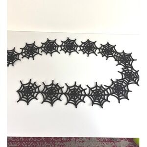 Crate & Barrel Halloween Felt‎ Spider Web Garland Black 60" Folding Decor